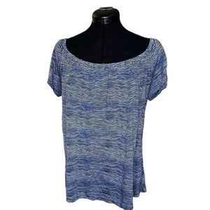 Old Navy Blue & White Stripe Off Shoulder Top